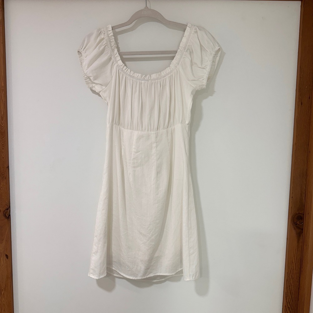 En Creme‎ Crochet Babydoll Mini Dress Women Size M White Graduation Cottagecore